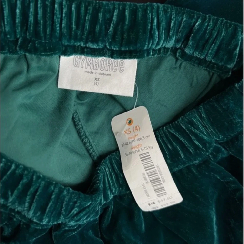 Gymboree Pants Girls Size XS 4 Green Crushed‎ Velvet Velour Pull On Jogger NWT